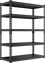 5 Tier Storage Shelves Metal Garage Shelving Unit for System Racks Storage Basement Storage Shelf Garage Storage Rack H180cm*W100cm* D40cm (Black)