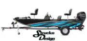 Cyan Grey Scratch Pattern Angled Design Wrap Fishing Bass Boat Vinyl Decal USA