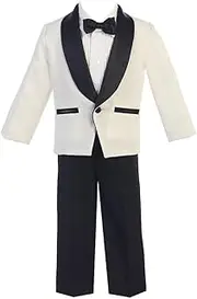 [Lito Childrens Wear] Ivory & Black Dinner Jacket w/Pants 4 PC Tuxedo