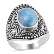 Bali Legacy Larimar Ring in Sterling Silver 6.10 ctw Size 7