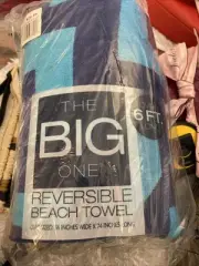 The Big One® Stripe Reversible Beach Towel, New, 36 x 72, Blues
