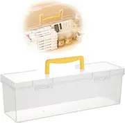 1 PCS Large Clear Plastic Portable Container with Carry Handle And Lid, Art Craft Storage Box,Multipurpose Stationery Storage Box,for Home Utility Box, Brush Painting Pencils Storage Box,Washi Tape
