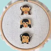 Monkeys Enamel Needle Minders, Fridge Magnets, Magnetic Lapel Pins, Set of 3