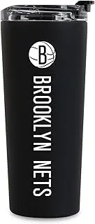 Rico Industries NBA Basketball Brooklyn Nets Black 24oz Stainless Steel Tumbler with Lid and Dual Functioning Lid