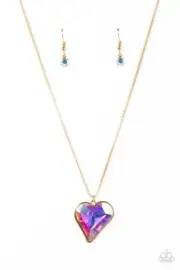 Paparazzi ~ Lockdown My Heart GOLD IridescentNecklace❤️NEW RELEASE 2022❤️