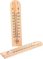 TINEASUR 2pcs Wooden Outdoor Thermometer Wall Mount Digital Room Thermometer Hygrometer for Home Farming Garage