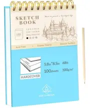 Sketchbook for Drawing Top Spiral Bound Sketch Pad for Kids 5.5" x 8.5" Hardc...