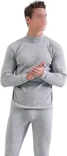 [WETKOL] Mens Thermal Underwear Set, Fleece Lined Ultra Soft Breathable Compression Running Base Layer Top and Leggings Set, for Outdoor Work in Winter Layer Warm Underwear
