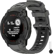 Miimall Silicone Band Compatible for Garmin Instinct E 45mm, Waterproof, Quickfit, 22mm Soft Adjustable Bracelet Replacement Watch Strap for Garmin Instinct for Men Women