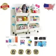 Lightweight Wheeled Toy Organizer - 6 Stackable Baskets for Easy Cleanup