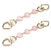 2PCS Heart Shape Extended Bag Strap Shoulder Bag Extension Chain Bag Pink+gold