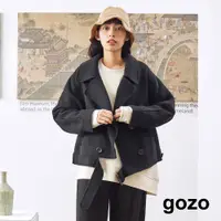 在飛比找蝦皮商城優惠-【gozo】拼接羊毛毛呢短外套(黑色_F)｜女裝 顯瘦 保暖