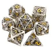 Metal DND Dice Set Dungeons and Dragon Dice Set Hollow Dragon Polyhedral Magi...