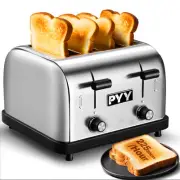 4 Slices Toaster Commercial - 225 Slices/Hour 1800W Pop Up Wide Slots 1.57 in...