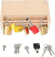 Generic Early Education Educational Remote Suitcase Locks with Keys Stacking Rings Practical Life Padlock with Key Heart Lock Metal