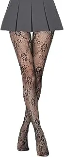 [Ycfish] Black Patterned Fishnet Net Tights, Lace Fishnet Stockings, Women's Fashion Pattern Pantyhose, Size 18-40