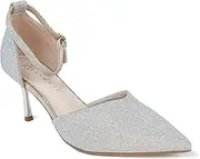 [ENKILAND] Women's Pumps Shoes Pointed Toe Kitten Low Heels Stiletto Ankle Strap Closed Toe Wedding Party Dress Sandals