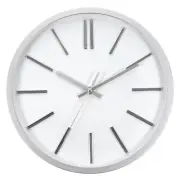 12 Inch Battery Operated Non-Ticking Round Wall Clocks, Silver Tone/White