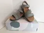 Earth Origins Nubuck Adjustable Sandals Orlene Blue Heron Size 8.5 M