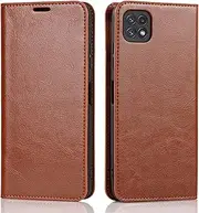 [Cavor] for Samsung Galaxy A22 5G Case, Crazy Horse Pattern PU Leather Book Folio Flip Wallet Case Phone Cover with Kickstand Feature & Card Slots for Samsung A22 5G (6.6") - Light Brown