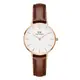 【Daniel Wellington】Petite St Mawes 28mm棕色真皮皮革錶-DW00100231