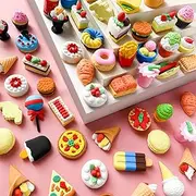 Kleeblatt Dessert Erasers for Kids Bulk 60PCS,Puzzle Assembled Mini Fun Desk Pets for Kids Classroom,Treasure Box Prizes,Party Favors for Kids Goodie Bags,Back To School Gifts for Ages over 3 Students