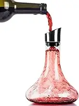 Wine Decanter Aerator, Wine Breather Carafe with Pourer Lid, Hand Blown Glass, Luxury Wine Accessory for Gift Decanter with Stainless Steel Lid-Aerator, Filter, Pourer-1800ML
