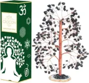 Black tourmaline Crystal Tree of Life Handmade Gemstone Tree Agate Slice B