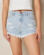 [DESU] DESU Women's Shannah Denim Shorts in Light Mid Bleach Denim Size 4 4 Light Mid Bleach Denim