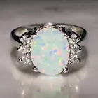2Ct Oval Lab-Created Fire Opal Halo Engagement Ring 14k White Gold Plated Silver