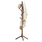 Haddockway Wooden Coat Rack Stand with 8 Hooks New Zealand Pine 1 PC Brwon