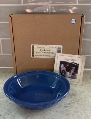 NEW~ LONGABERGER POTTERY 6" CORNFLOWER BLUE PIE PAN PLATE