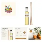 Eco-Friendly Reed Diffuser Refill with Natural Wood Reeds - Amber Black Vanilla