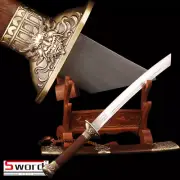 Chinese Dragon Tiger Broad Sword Sharpened Folded Steel blade rosewood scabbard