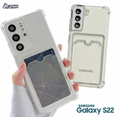 Card Holder Slot Bumper TPU Case For Samsung Galaxy S22 Plus Ultra S21 FE S20 FE