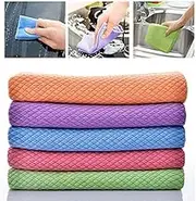 5/10 Pack Nanoscale Cloth 40 x 30cm Lint Free Fish Scale Microfibre Cloth Reusable Microfibre Cleaning Cloths for Glass, Mirrors, Car, Kitchen (5PCS)