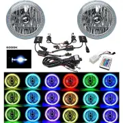 5-3/4 IR RGB COB LED Color Change Halo Shift Angel Eye 6000K HID Headlights Pair (for: Opel)