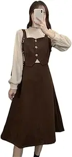 [JUWTEEI] CSCDD Korean Version of The Ageing Long-Sleeved Skirt Splicing False Three-Piece Suit Dress Slimming