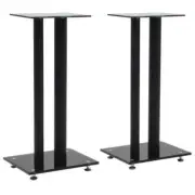 2pcs Speaker Stands Tempered Glass Pillars TV Surround Sound Studio Home