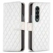 Binfen Color For Samsung Galaxy Z Fold3 5g Pu Leather Magnetic Wallet Flip Case Imprinted Rhombus Pattern Stand Protective Phone Cover