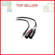 3.5mm 1/8 Inch TRS to 2 XLR Cable, Male to Male Aux to Dual XLR Breakout Cable -