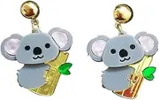 [ZZ ZINFANDEL] Acrylic Koala Bear Earrings Bamboo Drop Dangle Earrings,Unique Personalized Animal Australian Koala Stud Earrings for Women Girls,Statement Earrings