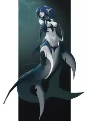 Anime mershark underwater monster girl pointy ears Playmat Gaming Mat