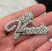 Genuine Moissanite Men's Custom Name Rapper Pendant 925 Silver Free Rope Chain
