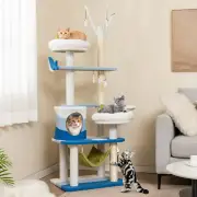 CostwayMulti-level Ocean-themed Cat Tree with Sisal Covered Scratching Posts