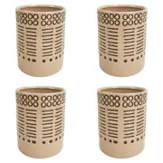 4x Urban Thea Tribal 10.5cm Ceramic Planter Flower/Plant Pot Medium Beige/Mocha