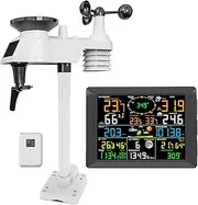 7 in 1 Weather Station, Wireless Weather Station with Outdoor Sensor, Weather Monitoring System with Color LCD Display, for Home Office Bedroom Garden