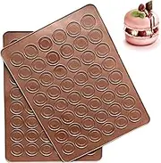 2 PCS 48 Capacity Macaron Silicone Baking Mat Baking Sheet Muffin DIY Chocolate Cookie Mould (2Pcs 48Capavity)