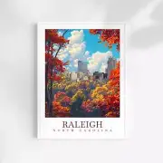 Raleigh City Print Travel Poster Wall Art North Carolina Wall Hanging Home Dcor