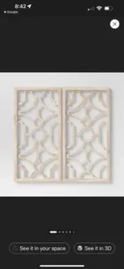 Wood Lattice Wall Hanging Brown Threshold Elegant Decor Panels New In Flawed Pkg